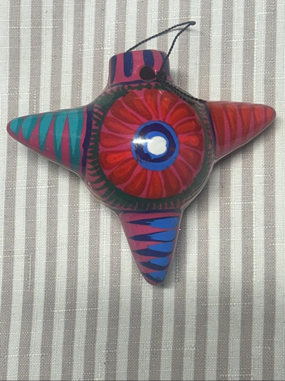 Hand-Painted Colorful Star Bird Ornament - Multicolor
